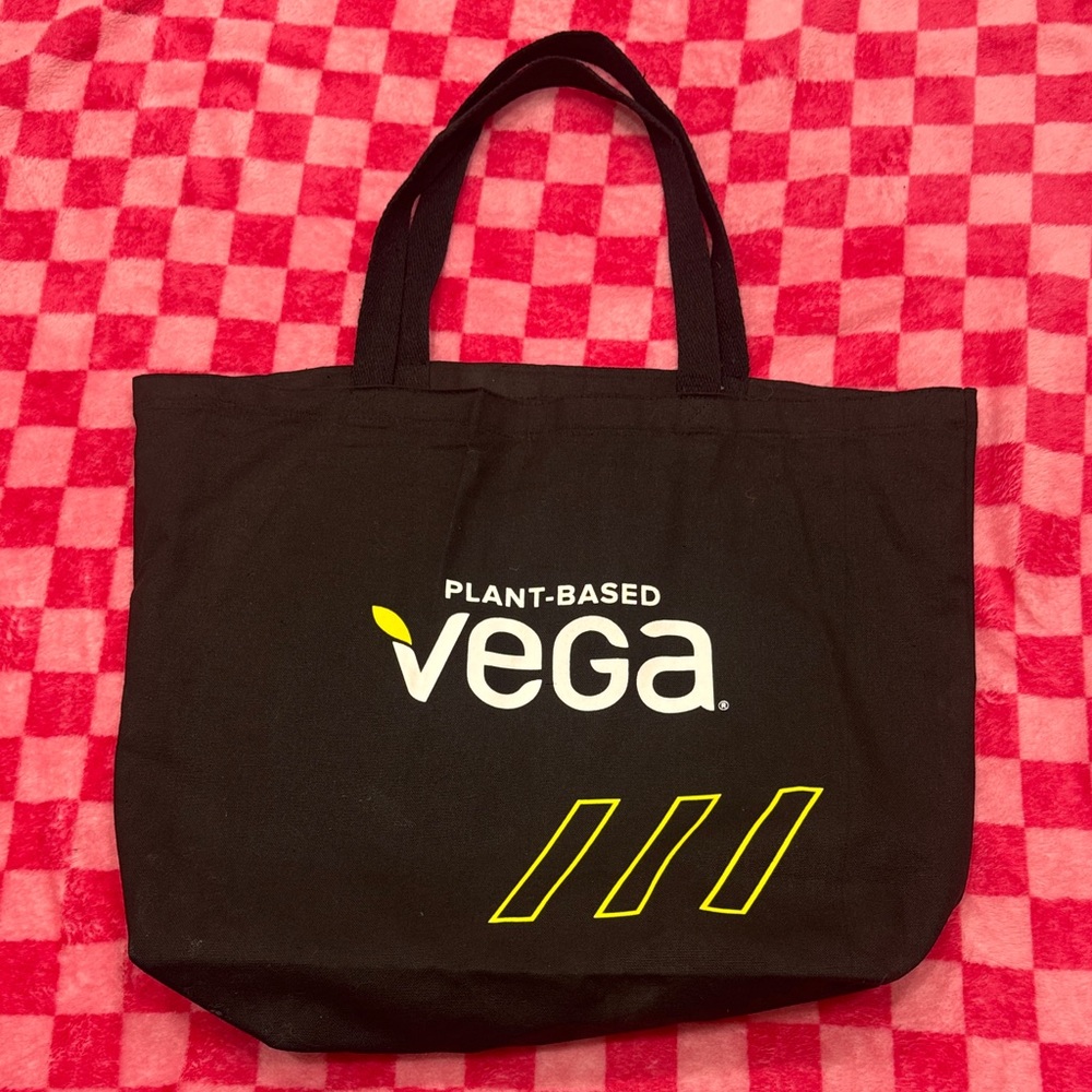 Large Vega Black Tote Bag with Yellow Accents